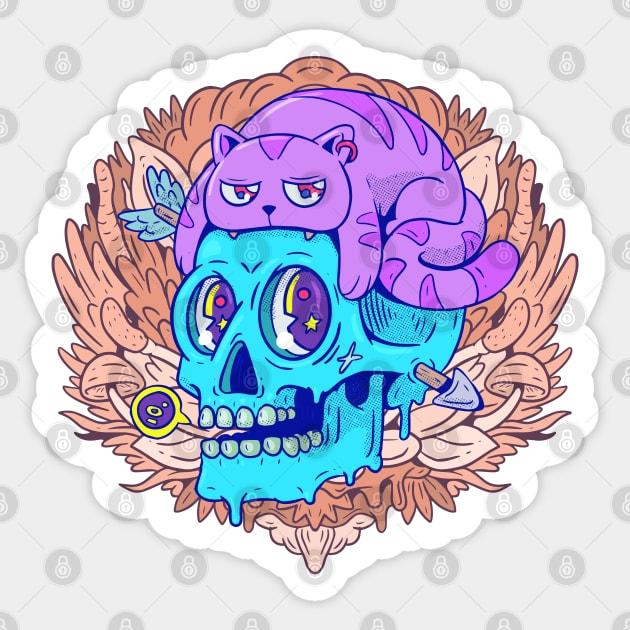 Creative Skull cat creature Sticker by Mako Design 